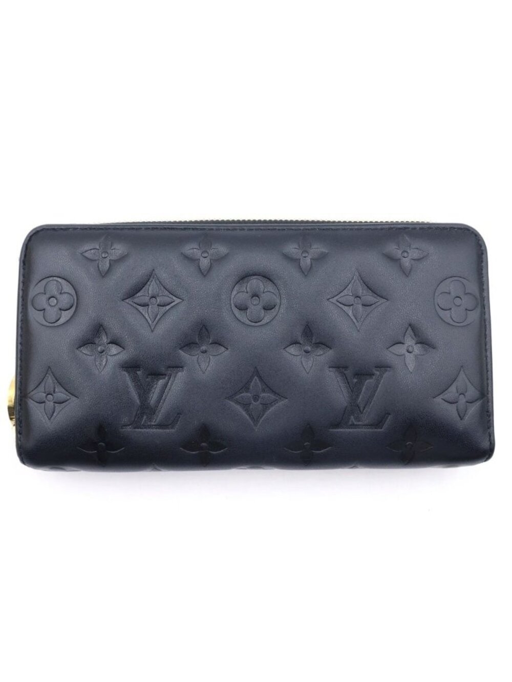 Louis Vuitton Monogram Cousin Zippy Wallet Black Noir Leather Gold